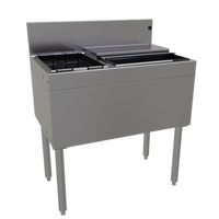 Glastender CBA-30L 30-Inch Underbar Combo Ice Bin/Cocktail Unit with Left Bottle Well