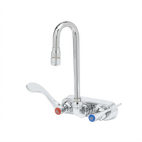T&S Brass Wall-Mount Workboard Faucet with 2-11/16-Inch Swivel Gooseneck Spout and 0.5 GPM Spray Device