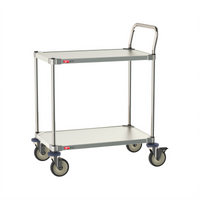 Metro 18 x 30 Inch Type 316 Stainless Steel Bus Cart with 2 Solid Shelves
