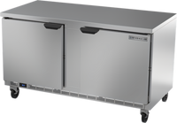 Beverage-Air 60-Inch Two-Section Worktop Refrigerator with Flat Top and Solid Doors