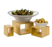 American Metalcraft 3-Piece Natural Bamboo Square Open Frame Buffet Riser Set