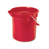 Rubbermaid Commercial BRUTE 10-Quart Round Red Plastic Bucket with Molded-In Graduations