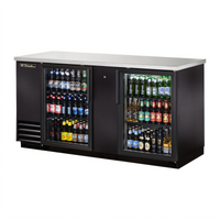 True Manufacturing TBB-3G-HC-LD Two-Section Glass Door Back Bar Cooler, 69-1/8 Inch Wide