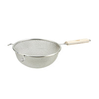 Winco 8-Inch Fine Double-Mesh Tin-Plated Strainer with Wood Handle