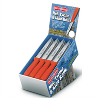 Sani-Safe 3-1/2 Inch Scalloped Edge Net/Twine/Line Knife with Finger Guard and Orange Polypropylene Handle, Display Box of 36