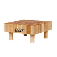 John Boos Gift Collection Square End Grain Hard Rock Maple Cutting Board with Wooden Legs, 12 x 12 x 3 Inches