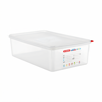 Araven 22.2 Qt GN 1/1 Rectangular Food Storage Container with Airtight Lid, Clear Polypropylene