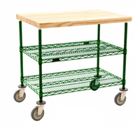 Eagle Group QuadTruss 60 Inch x 24 Inch x 34 Inch Maple Top Demo Cart with 2 Wire Shelves