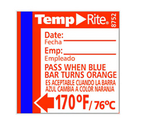 TempRite Stick-On Adhesive Dishwasher Rinse Temperature Labels, 170°F, 24 Labels per Pack