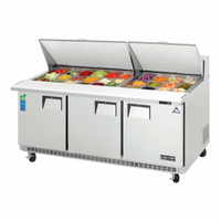 Everest Refrigeration 71-1/8-Inch Mega-Top Three-Section Sandwich Prep Table with 30-Pan Opening