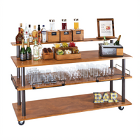 Sierra U-Build Cart Top Shelf, 48-Inch x 8-Inch Rectangular Wood Shelf with Bronze Support Beams
