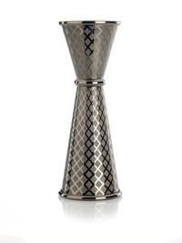 Barfly Diamond Lattice Japanese Style Jigger, 1 oz and 2 oz, Gun Metal Black-Plated Stainless Steel