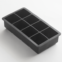 American Metalcraft Black Silicone Ice Cube Mold with 8 2-Inch Square Cubes