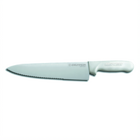 Sani-Safe 10 Inch Stain-Free Scalloped Edge Chef's Knife with White Polypropylene Handle
