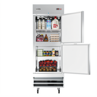 KoolMore 1-Section Reach-In Refrigerator with Solid Half Doors, 23 Cu. Ft., Stainless Steel, Bottom-Mount Self-Contained