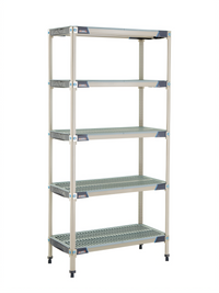 MetroMax i Blue 5-Shelf Stationary Polymer Shelving Starter Unit, 36W x 18D x 74H