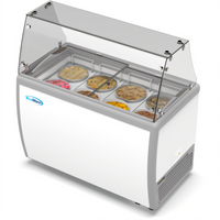KoolMore 50-Inch Ice Cream Dipping Display Freezer with Sliding Glass Door, Sneeze Guard, and 8 Tubs, 13 Cu. Ft.