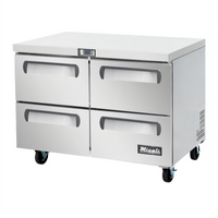 Migali Competitor Series® 48-Inch 4-Drawer Undercounter Worktop Refrigerator, 12 Cu. Ft., Stainless Steel