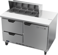 Beverage-Air SPED48HC-08-2 48-Inch Two-Section Sandwich Top Refrigerated Counter, 13.0 Cu. Ft., 8 Pan Openings, 1 Door and 2 Drawers