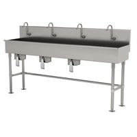 Advance Tabco 4-Station Knee-Operated Freestanding Hand Wash Sink with Gooseneck Spouts, 80-Inch Wide