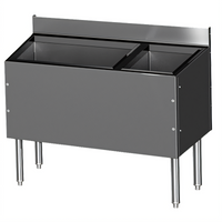 CHOICE Extra Deep 48-Inch Underbar Combo Ice Bin / Cocktail Unit with Dual Bottle Wells and 10-Circuit Cold Plate