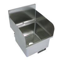 Wall-Mount Stainless Steel Hand Sink with Dual Side Splashes, 16 x 16 x 10 Bowl, Deck-Mount Faucet Hole
