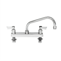 Fisher 8-Inch Center Deck-Mount Brass Manual Faucet with 12-Inch Swing Spout and Lever Handles