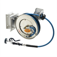 T&S Brass Open Stainless Steel Wall-Mount Retractable Hose Reel with 3/8
