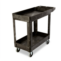 Rubbermaid Commercial 2-Shelf Heavy-Duty Utility Bus Cart, 500 lb. Capacity, Black