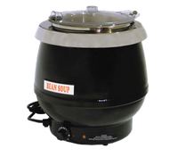 10 Liter Electric Countertop Soup Kettle with Plastic Lid, 400W, Black