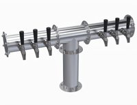 Krowne 6-Faucet Glycol-Cooled Pipe T-Head Beer Tower, 31-3/4-Inch Overall Length, Brushed Stainless Steel