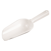 Bar Maid 8 oz Round Bowl Bar Scoop with Hole Handle, White Polyethylene