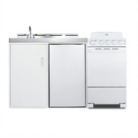 Summit Commercial 60-Inch All-In-One Kitchenette with Electric Coil Range, Refrigerator/Freezer, Sink, and Storage Cabinet