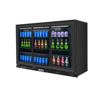 Omcan 54-Inch Three-Section Back Bar Beverage Cooler with Sliding Glass Doors