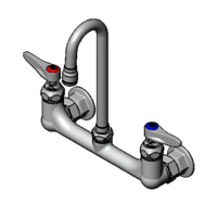 T&S Brass Wall-Mount Mixing Faucet with 8-Inch Adjustable Centers and Gooseneck Spout