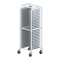 Winco 26-Tier Aluminum Pizza Pan Rack with Casters, 800 lb. Capacity