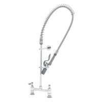 T&S Brass EasyInstall Deck-Mount Pre-Rinse Unit with Spring-Action Gooseneck, 8-Inch Centers, 24-Inch Riser and 44-Inch Hose