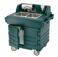 Cambro CamKiosk® Mobile 2-Compartment Hand Wash Sink Cart, Polyethylene, Granite Green, 110V