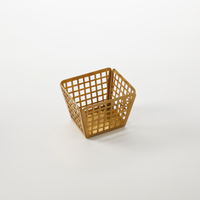 Laser Cut Rectangular Gold Finish Stainless Steel Fry Basket