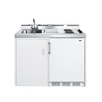 Summit Commercial All-in-One Combo Kitchenette with Sink, Faucet, 2-Burner Electric Cooktop, and 5.1 Cu. Ft. Refrigerator/Freezer