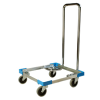 E-Z Glide Aluminum Open Frame Dish Rack Dolly with Push Handle, 300 lb Capacity, Blue