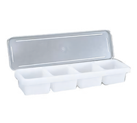 Admiral Craft 4-Compartment Polypropylene Bar Caddy with Hinged See-Through Cover, Frost White, 18 x 5 x 3 Inches