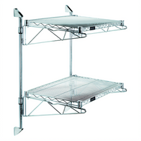 Quantum Cantilever Double Shelf Wall-Mount Wire Shelving Unit, 60 x 14 Inches, Chrome Plated