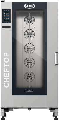 UNOX ChefTop MIND.Maps Plus BIG Gas Roll-In Combi Oven with Included Trolley, 20 GN 2/1 Capacity, 120V