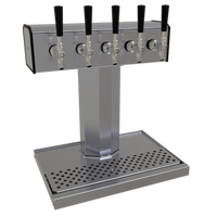 Glastender Tee Draft Countertop Dispensing Tower with 5 Stainless Steel Faucets