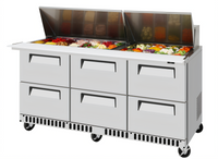 Turbo Air Super Deluxe 72-5/8-Inch 3-Section Drawer Sandwich/Salad Mega Top Prep Table