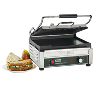 Waring WDG250 Commercial Dual-Surface Electric Countertop Panini Grill with Ribbed Top and Flat Bottom Cast Iron Plates