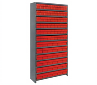 Quantum Closed Heavy-Duty Wire Shelving Unit with 90 Bins, 36 Inch W x 18 Inch D x 75 Inch H