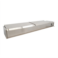 Omcan 58-Inch Countertop Refrigerated Topping Rail with Stainless Steel Cover, 6-Pan Capacity