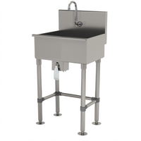 Advance Tabco One-Station Floor-Mounted Knee-Operated Stainless Steel Service Sink with Gooseneck Spout